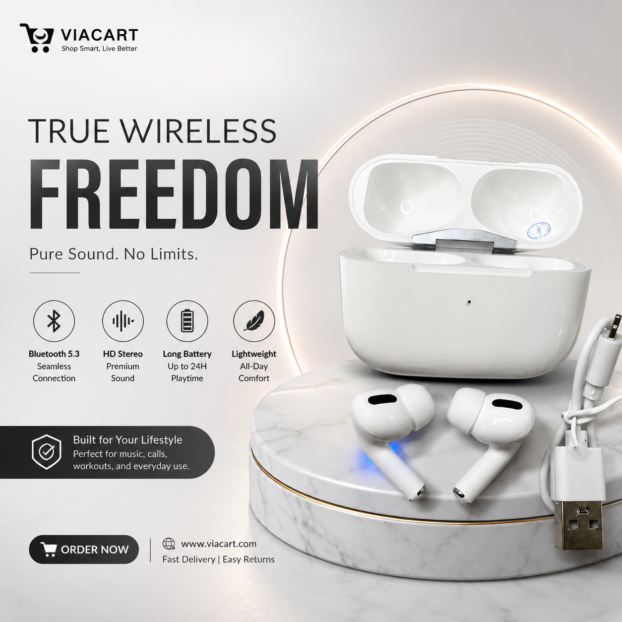 Premium Wireless Bluetooth Earbuds with Charging Case